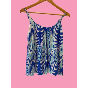 Lilly Pulitzer Call Me Essie Pineapple‎ Printed Tank Top Adjustable Straps XS
